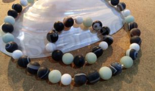 Edelsteinkette Onyx Amazonit & Shell by 1STone